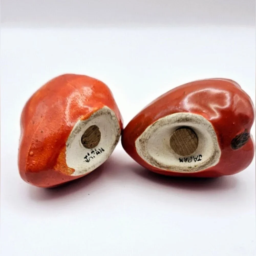 Vintage Red Bell Pepper Salt and Pepper Shakers Ceramic Farmhouse Set